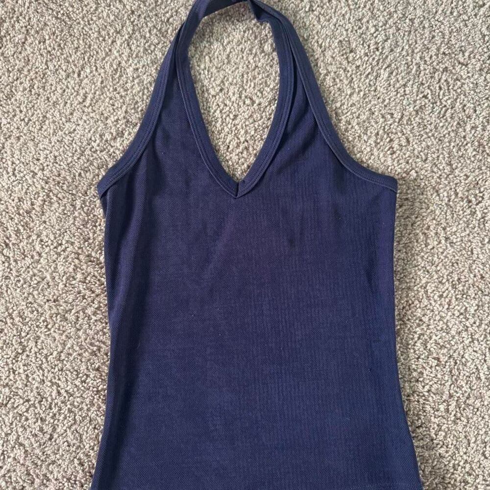 Women's Navy and Blue Crop-top